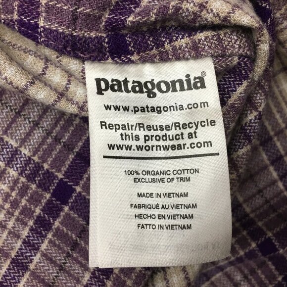 Patagonia Women's Purple Plaid Shirt Driving Song Button Up Back Pleat Small - Picture 8 of 10